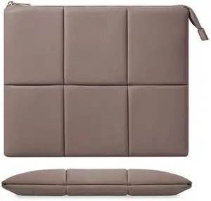 MoKo 9-11 Inch Puffy Tablet Sleeve Bag Fit with New 11-inch iPad Pro M4/iPad Air M2, iPad 10th Gen 10.9, iPad Pro 11, iPad Air 4/5th Gen 10.9, Built-in Elastic Band, PU Leather Carrying Case, Coffee
