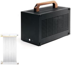 SGPC K49-BL Black Mini ITX Case/Wooden Handle/Gen 4 Riser Cable / 8.3L Small Form Factor, Supports GPU up to 300mm, CPU Cooler up to 69mm, USB 3.0 & Type-C Front I/O (K49BL&Gen4 Riser Cable)