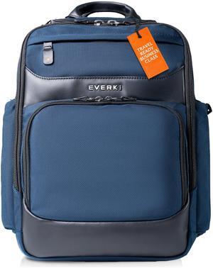Everki Onyx Premium Business Executive Laptop Backpack - Ballistic Nylon and Leather Office Backpack Laptop Bag, Travel Friendly Office Bagpack, Dedicated Compartment up to 15.6 Inch (EKP132N), Navy