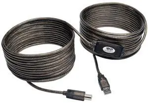 Tripp Lite USB 2.0 Hi-Speed A/B Active Repeater Cable (M/M) 36-ft. (U042-036), Silver