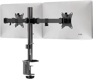 Mount-It! Dual Monitor Mount, Dual Monitor Arm for 2 Screens on Desk, Adjustable Tilt and Swivel Arms for Double Screen up to 32" and 19.8 Lbs VESA 75x75 and 100x100 C-clamp & Grommet