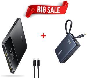 Baseus Laptop Portable Charger 100W 20000mAh Power Bank 10000mAh 45W 3-Output with Built-in USB-C Cable