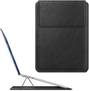 Fintie Sleeve Case for MacBook Air 15.3 M4 M3 M2 A3241 A3114 A2941, MacBook Pro 16 A3403 A3186 A2991 A2485 A2780 A2141, Pro 15 A1707 A1990 - PU Leather Slim Bag Cover with Stand Feature (Black)