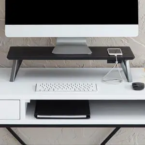 Anji Mountain Monitor Stand - Desktop Organizer & Laptop Riser, Ergonomic Monitor Riser, Space-Saving Monitor Stand for Desk, Durable Construction, Easy Assembly, Ideal for Home & Office,Black