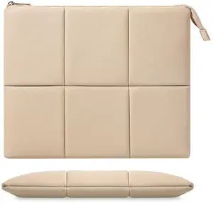 Moko 12.9 Inch Tablet Sleeve Case, Puffy Tablet Bag Fit with iPad Pro 6th/5th/4th 12.9 inch, Surface Pro 9/8 13", New Galaxy Tab S9+/S8+ 12.4, Built-in Elastic Band, PU Leather Carrying Case, Sand
