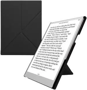 kwmobile Origami Case Compatible with Remarkable Paper Pro Cover - Faux Leather Tablet Case - with Stand and Pen Holder - Black