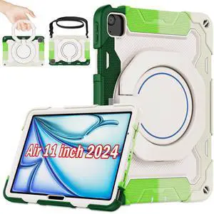 ROISKIN for iPad Air 11 inch Case (M3 2025/M2 2024)/ Air 6th Generation for Kids with HD Screen Protector, 360 Rotating Kickstand, Shoulder Strap, Rugged Heavy Duty Military Case for iPad Air 11