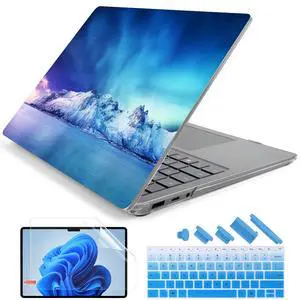 Batianda Premium Laptop Case for 15" Microsoft Surface Laptop 5 4 3 with Metal Palm Rest Designed Clear Protective Plastic Hardshell & Keyboard Cover & Screen Protector, Aurora