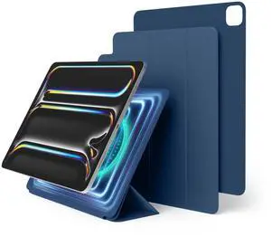 elago Magnetic Folio Case for iPad Pro 13 inch Cover (M4) - Back Plate can be Attached to Metal Materials, Wake/Sleep functionality, Compatible with Apple Pencil 2 [Blue]