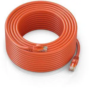 Maximm Ethernet Cable 200 ft CAT6 High Speed Internet Network LAN Cable Cord, Outdoor Waterproof (Orange)