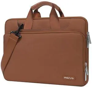 MOSISO 360 Protective Laptop Shoulder Bag Compatible with MacBook Air/Pro, 13-13.3 inch Notebook, Compatible with MacBook Pro 14 inch M5 M4 M3 M2 M1,Matching Color Sleeve with Belt,Caramel Brown