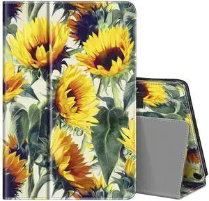 Fintie Folio Case for All-New  Fire HD 10 and 10 Plus Tablet (13th/11th Generation, 2023/2021 Release) - Slim Fit Standing Cover with Auto Sleep/Wake, Sunflowers