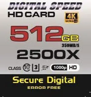 Digital Speed Memory 512GB 2500X Professional High Speed 350MB/s Error Free (SDHC)...