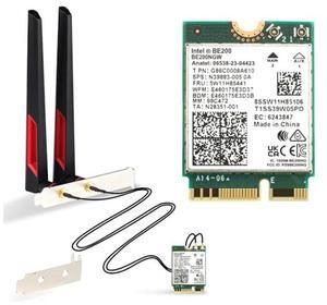 Teday BE200 Bluetooth 5.4 Wi-Fi 7 Card BE200NGW Desktop Kit 2.4/5/6 GHz 802.11BE 8774Mbps Wrieless Adapter for Windows 11 Desktop PC with Antennas Not Support AMD Motherboards