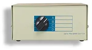 KENTEK DB9 Male 4 Way Manual Data Switch Box RS-232 D-Sub 9 Pin I/O ABCD Port for PC MAC to Peripherals Devices Printer