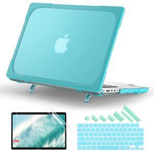 Batianda for New MacBook Pro 14 inch Case 2024 with M4 M3 M2 M1 Pro/Max Chip 2023 2021 Release, Heavy Duty Shockproof Hard Shell Protective Cover with Fold Kickstand & Keyboard Cover, Cyan