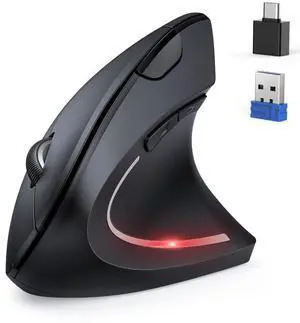TECKNET Ergonomic Mouse, Jiggler Bluetooth Wireless Vertical Mouse, 4800 DPI Silent Mouse with 6 Adjustable DPI Levels, 2.4GHz (USB A & C) Mouse, 6 Buttons Computer Mice - Wide Compatibility
