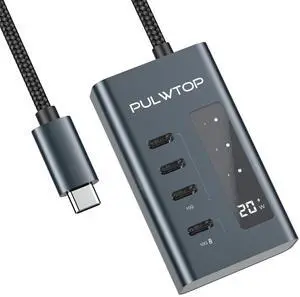 PULWTOP 4 in 1 USB C Hub - 10Gbps Data & Charging, No Video Support - USB C Adapter for iMac, MacBook, iPad, XPS