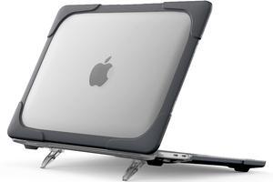 ProCase for MacBook Pro 13 Inch 2023 M2, 2022 2020 M1 A2338/ A2289/ A2251, Heavy Duty Hard Shell Case with Dual Layer Protective Cover and Kickstand for MacBook Pro 13-inch -Black