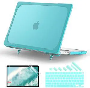 Batianda Compatible with New MacBook Pro 16 inch Case 2024 M4 Chip 2023 2021 Release with M3 M2 Pro Max, Heavy Duty Protective Plastic Hard Shell with Fold Kickstand & Keyboard Cover Protector, Blue