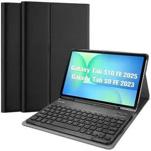 ProCase Keyboard Case for Galaxy Tab S10 FE 2025 / S9 FE 5G/ WiFi 10.9 Inch 2023 with S Pen Holder, Protective Cover with Detachable Wireless Keyboard for Galaxy Tablet 10.9"-Black