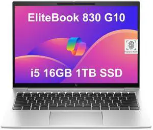 HP EliteBook 830 G10 Business Laptop (13.3" FHD+, Intel 10-Core i5-1345U, 16GB DDR5 RAM, 1TB SSD), 2 x Thunderbolt 4, Fast Charging, Fingerprint Reader, 5MP Webcam, Wi-Fi 6E, Win 11 Pro w/ Copilot