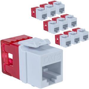 ICC CAT6 Keystone Jack with Slim Profile 180 Degree Punch Down, RJ45 UL Listed PoE++ TAA Compliant for Wall Plate or Patch Panel, Works with JackEasy Termination Tool, White 10 Pack