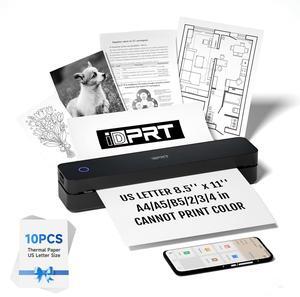 iDPRT Portable Printer Wireless for Travel, Bluetooth Thermal Printer Support for 8.5"x11" US Letter, Inkless Compatible with iOS, Android, Laptop for Office, Car and Home, School