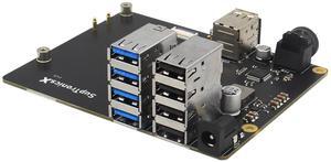 Geekworm X1013 PCIe to 10-Port USB 3.0 + USB 2.0 USB HUB Shield for Raspberry Pi 5