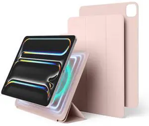 elago Magnetic Folio Case for iPad Pro 11 inch Cover (M4) - Back Plate can be Attached to Metal Materials, Wake/Sleep functionality, Compatible with Apple Pencil 2 [Sand Pink]