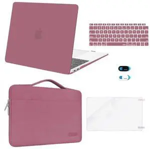 MOSISO Compatible with MacBook Air 13 inch Case M1 Chip 2021 2020 2019 2018 Release A2337 A2179 A1932 Retina Display, Plastic Hard Shell Case&Bag&Keyboard Skin&Webcam Cover&Screen Film, Tea Petal Pink
