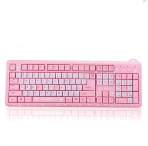 Wired Keyboard, USB Ultra-Thin Cute Keyboard, Adjustable Back Bracket, no delay, Anti-wear, wear-Resistant and Anti-wear, Suitable for Home, Business Office, Games(Pink)