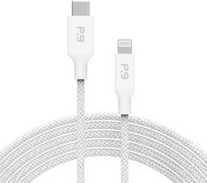 PureGear Braided USB C to Lightning Cable, Apple MFi Certified Charging Data Sync Cable Support Power Delivery & Type C Chargers for iPhone 14,14 Pro, 14 Pro Max,13,12,11,Xs,XR,X,SE,iPad, White (6 FT)