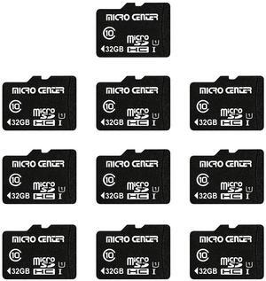 Micro Center 32GB Class 10 MicroSDHC Flash Memory Card 10 Pack with Adapter for Mobile Device Storage Phone, Tablet, Drone & Full HD Video Recording - 80MB/s UHS-I, C10, U1 (10 Pack)