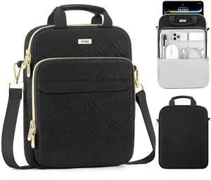 MoKo 9-11 Inch Puffer Tablet Sleeve Bag for 11 Inch New iPad Pro M4 & iPad Air M2 2024, iPad 10th Gen 10.9, iPad Air 5/4th 10.9, 360deg Edge Protection Puffy Bag with Handle & Shoulder Strap, Black