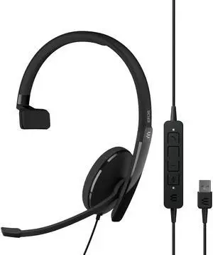 EPOS Adapt 130 USB II - Wired, Single-Sided, UC Optimized Headset with USB Connectivity - Superior Sound - Enhanced Comfort, Call Control - Black