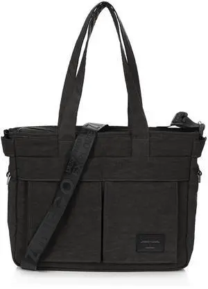 ZIMEGO Stylish Casual Business Laptop Tote Bag - Durable Travel Crossbody Shoulder Bag, Black