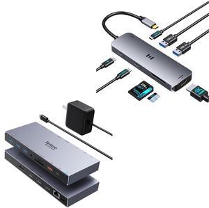 15 in 1 USB C Laptop Docking Station with 65W Power Adapter + Selore 8-in-1 Docking Station Dual Monitor, USB C Video Hub