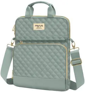 MOSISO 12.9 inch Tablet Sleeve for iPad Pro 13 M4 & iPad Air 13 M3 M2, iPad Pro 12.9 M2 M1 6/5th with Magic Keyboard,Square Quilted Carrying Case with Front 2 Pockets, Antique Green