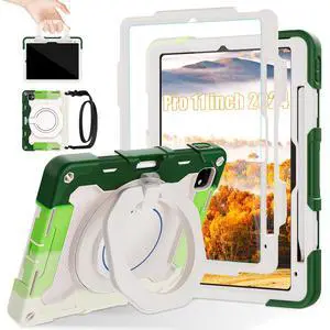 ROISKIN Case for iPad Pro 11 Inch M4 5th Generation for Kids with 360 Swivel Handle & Stand,HD Screen Protector,Shoulder Strap,Pen Holder,Heavy Duty Military Shockproof Case