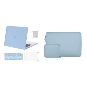 MOSISO Compatible with MacBook Pro 14 inch Case 2021 2022 Release A2442 M1, Neoprene Sleeve Bag&Plastic Hard Cased&Keyboard Cover&Screen Protector&Storage Bag, Airy Blue