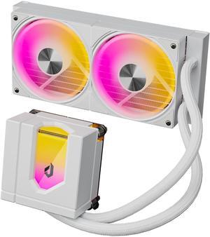 upHere 240mm AIO Liquid CPU Cooler - Intel LGA 1851/1700/2011 & AMD AM5/AM4, Magnetic Pump Cover, 5V ARGB SYNC, All-in-One Cable Mangement, 280W TDP Cooling (White)