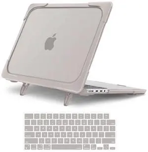 MOSISO Compatible with MacBook Pro 14 inch Case 2025-2021 M4 M3 M2 M1 A3112 A3185 A3401 A2918 A2992 A2779 A2442, Heavy Duty Shockproof Plastic Hard Shell with Fold Kickstand&Keyboard Cover, Khaki