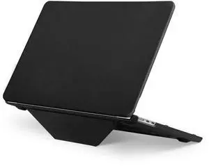 MOSISO Compatible with MacBook Air 15 inch Case 2025 2024 2023 Release M4 A3241 M3 A3114 M2 A2941 Liquid Retina Display&Touch ID, PU Leather Coated Plastic Hard Shell Case with Fold Kickstand, Black