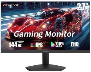 Viewedge Gaming Monitor 27 Inch FHD 144hz, 1ms IPS 1080p Computer Monitor with 110% sRGB, Bluelight Filter, HDMI & VGA Port, Support Freesync and Wall Mount