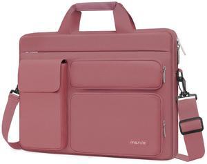MOSISO Laptop Shoulder Bag Compatible with MacBook Air/Pro,13-13.3 inch Notebook,Compatible with MacBook Pro 14 inch M4 M3 M2 M1 with 2 Raised&1 Flapover&1 Horizontal Pocket&Handle&Belt, Dusty Rose