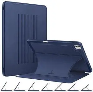 Fintie Magnetic Stand Case for iPad Pro 13-inch (M4) 2024 - Multiple Angles Shockproof Rugged Soft TPU Cover with Pencil Holder, Auto Sleep/Wake, Navy