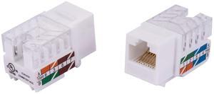 SATMAXIMUM 20 PCS Cat6 Keystone Jack, 110 Punch Down, 8P8C, 45deg Angled, T568A/B Compatible, UL Listed - for Wall Plate & Patch Panel Network Installations (White)