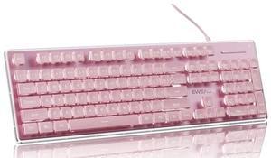 SEUNKWANG EWEADN GX710S Backlit Computer Keyboards, Wired USB Keyboard with White Backlit, Metal Panel, Plug and Play, Pudding Keycaps Full Size Quite Computer Keyboard for Win/PC/Laptop-Pink