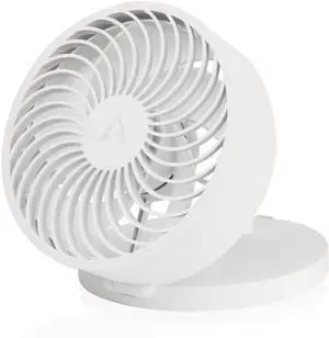 ARCTIC Summair Plus - Portable Fan with Integrated Rechargeable Battery, USB-C Connection (incl. USB-A Charging Cable), Stepless Adjustable Desk Fan 600-3300 RPM - White